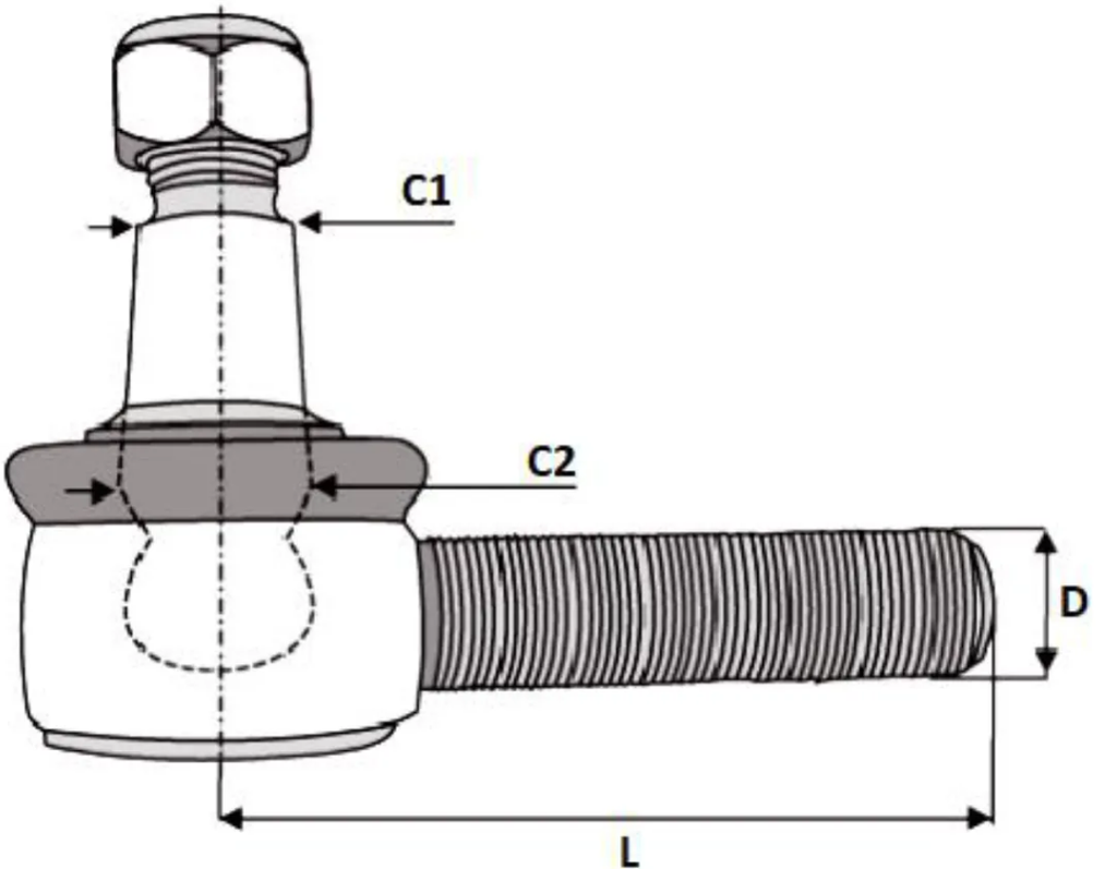 ROTULA EXTERIOR IZQUIERDA BARRA DIRECCION ADAPT. A JOHN DEERE S. 50/50/7000
