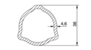 TUBO TRANSMISION TRIANGULAR 36x4.6x1000 mm