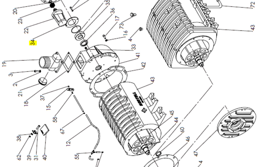 Tapa rodamiento depresor HERTELL KD-3000/5000 (N.34)