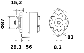 Alternador MAHLE MG438 Adapt. JOHN DEERE