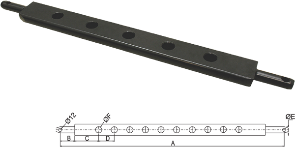 BARRA PORTAPEROS 840mm PLETINA CENTRAL DE 75X40mm