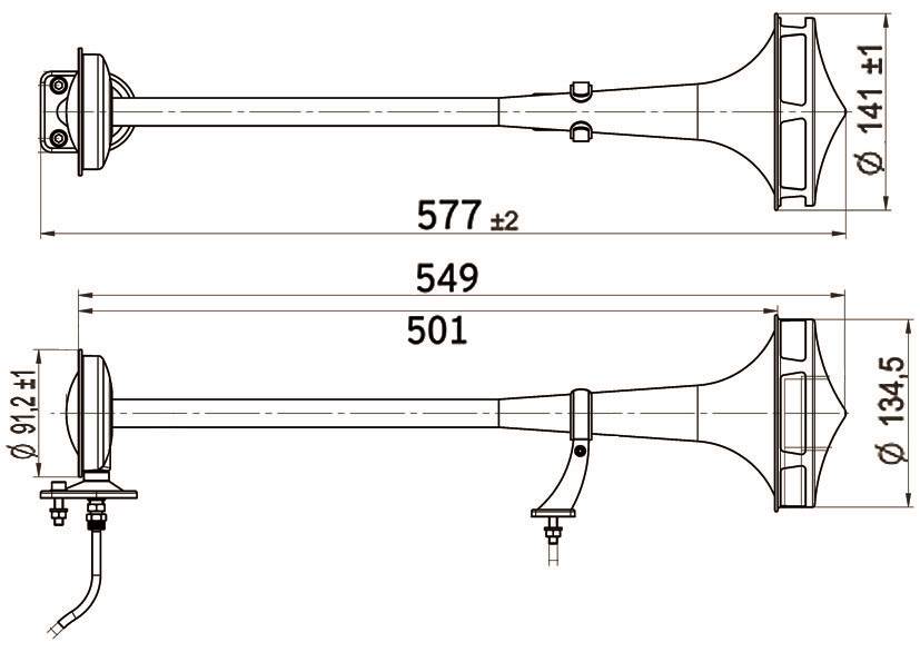 BOCINA NEUMÁTICA SONIDO AGUDO 118 dB