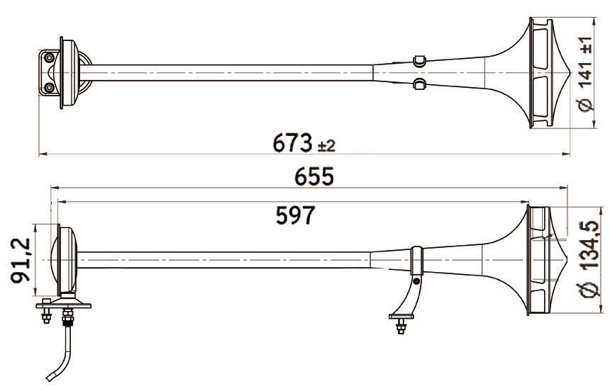 BOCINA NEUMÁTICA SONIDO GRAVE 118 dB