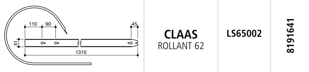 COSTILLA ROTOEMPACADORA CLAAS ROLLANT 62 LS65002