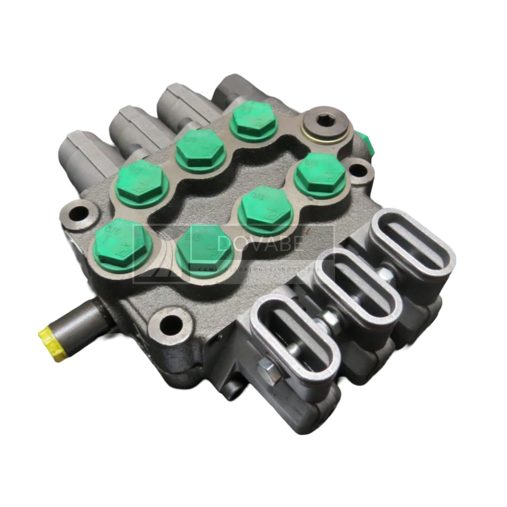 Distribuidor Monobloque 3 palancas 3/8 G Centro cerrado Roquet 102C8HA1XXD-M25