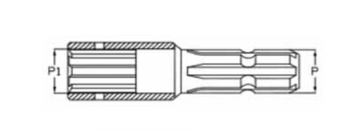 ADAPTADOR / ALARGADOR TOMA DE FUERZA Ø 30mm para chaveta de 8mm (HEMBRA) A 1-3/8" Z.6 (MACHO)
