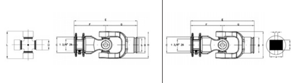 NUDO TRANSMISION ESTRIADO 1 3/8" Z6 PARA TUBO EXTERNO CUADRADO 45mm