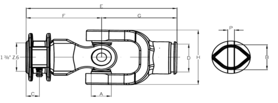 NUDOTRANSMISION ESTRIADO 1 3/8" Z6 PARA TUBO INTERIOR LIMON REF. 37.1-45