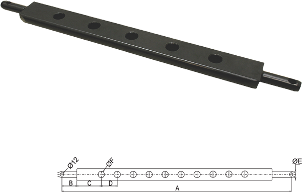 [KEXDB040GR] BARRA PORTA APEROS 820mm (PLETINA 75x30)