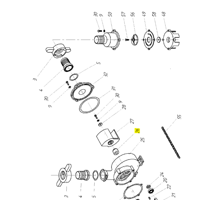 [HRT04H1000026] Cierre bomba centrífuga HERTELL H-1000 (N.26)