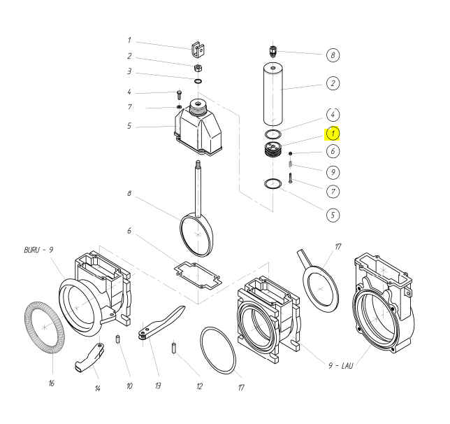 [HRT03HI200001] Embolo accionamiento hidráulico (N.1) TAJADERAS HERTELL LAU 125/150