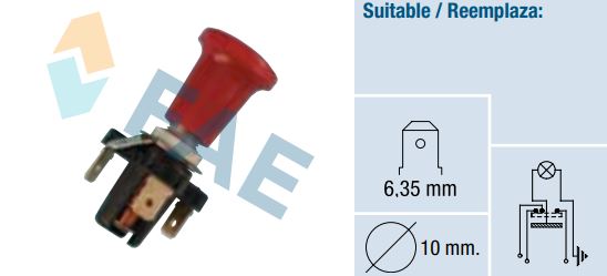 [FAE65760] Interruptor conmutador de tirón iluminado rojo FAE 65760 Kubota