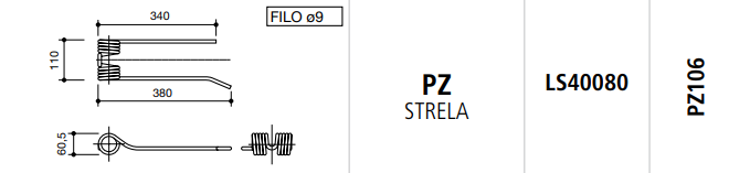 [SPILS40080] MUELLE RASTRILLO PZ STRELA ESTRECHO LS40080 (Izquierda)