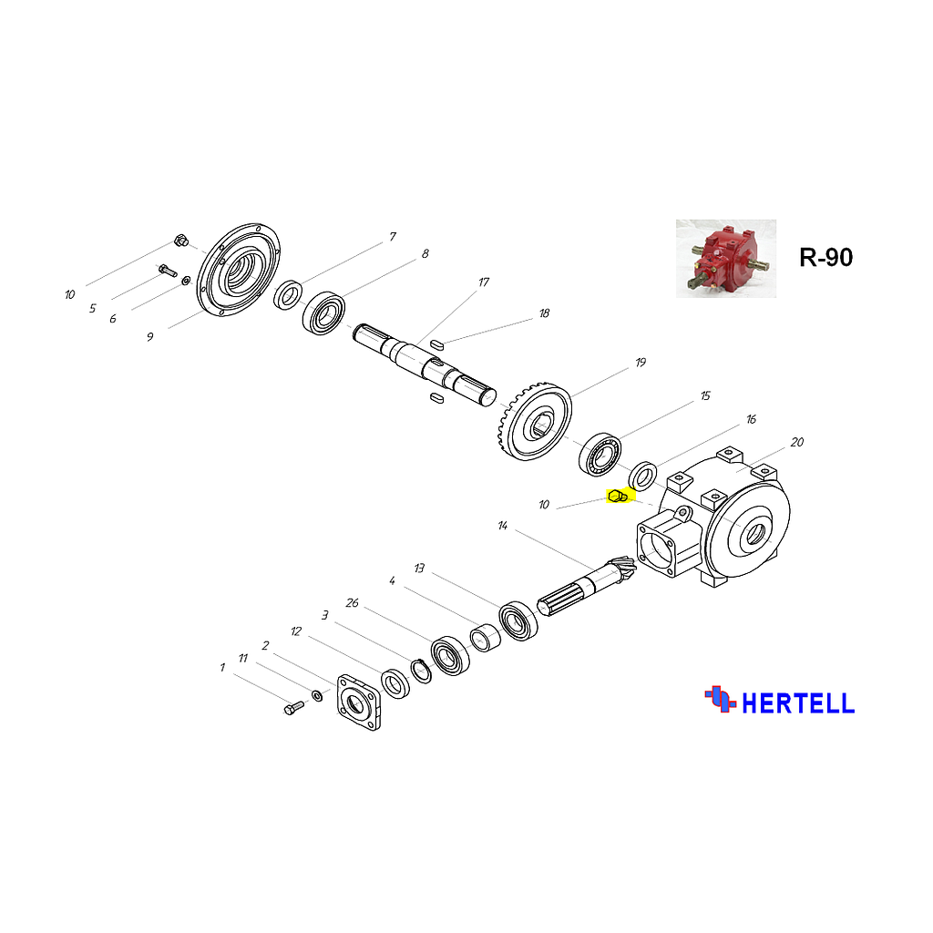 [HRT05R0090010] Tapón para grupo de engranajes HERTELL R-90 (N.10)